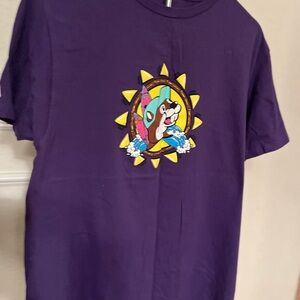 Vibrant Purple Women's Tee with Cartoon Design
